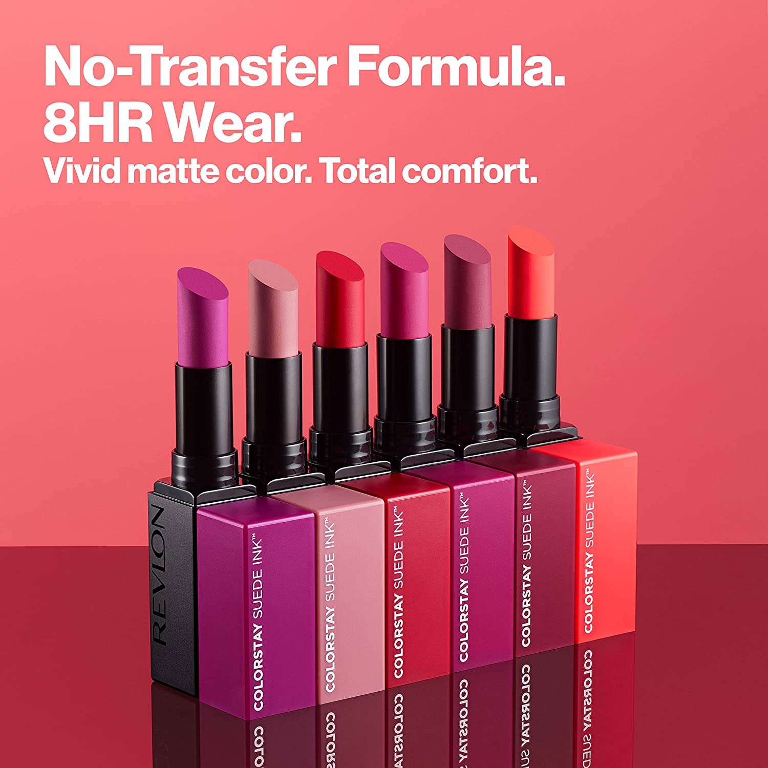 REVLON Lipstick, ColorStay Suede Ink, Built-in Primer, Infused with Vitamin E, Waterproof, Smudgeproof, Matte Color, 001 Gut Instinct (Pack of 1) - Image 4
